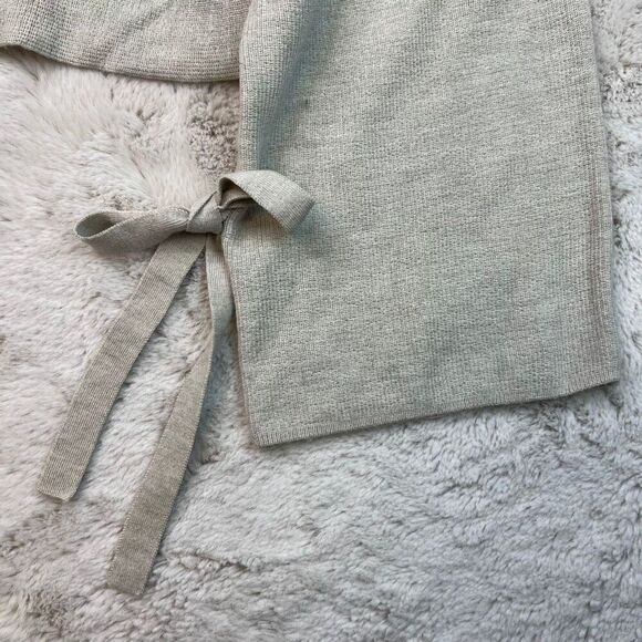 Aritzia Wilfred 100% Merino Wool Emmy Crop Beige Tie Sleeve Scoop Neck Sweater S - Picture 6 of 12